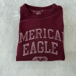 American Eagle Outfitters XXL Burgundy Red Graphic Long‎ Sleeve Thermal